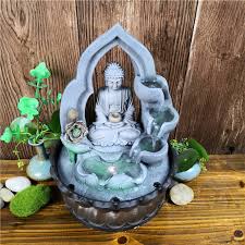 It will take some time to fill up all the jars with water, then only you can see. Peiqih Laughing Buddha Tabletop Fountain With Led Light Indoor Water Fountain Happy Buddha Statues Waterfall Feature Ornaments For Home Decor Good Luck Happy Home Kitchen Indoor Fountains Accessories Een Twee Nl