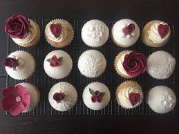 Burgundy White Cupcakes Bridal Shower Desserts Bridal Shower Cupcakes Bride Cupcakes