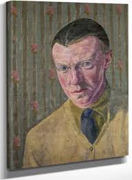 Portrait Of A Man Wearing Green Shirt And Tie (Also Known As Dickie) By  Robert Bevan