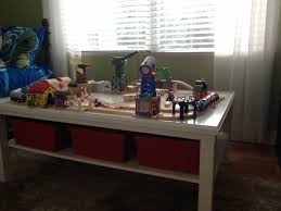 Diy Train Table Turned Ikea Lack Coffee Table Into Train Table Using Trim Moulding From Home Depot Tota Ikea Lack Coffee Table Lack Coffee Table Train Table