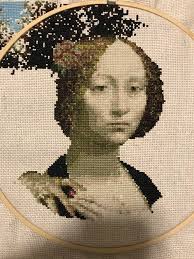WIP] Second ever cross stitch as my final for my Renaissance history class  in college. : r/CrossStitch
