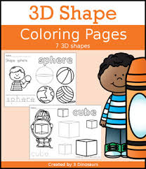 Dinosaur craft, printable triceratops and lesson plan activities, coloring pages, online activities for toddlers, preschoolers and kindergarten. 3d Shape Coloring Pages By 3 Dinosaurs Teachers Pay Teachers