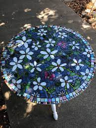 Table Top Stained Glass Flowers Mosaic Rocks Stained Glass Flowers Mosaic Designs