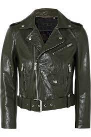 Green Cropped Textured Leather Biker Jacket Givenchy Biker Jacket Leather Green Outerwear