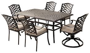 Cindy crawford home lake como antique bronze 5 pc round outdoor dining set. Peyton 7 Piece Outdoor Dining Set Becker Furniture Outdoor Dining Sets
