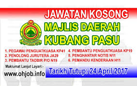Jawatan Kosong Mdkp Majlis Daerah Kubang Pasu 24 April 2017 Kerja Kosong Mdkp Majlis Daerah Kubang Pasu April 2017 Permohonan Adalah Dipelawa Kepada Wa