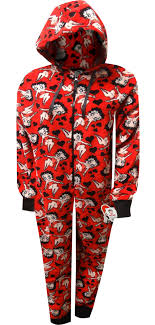 Betty Boop Red Plus Size Plush Onesie Hoodie Pajama