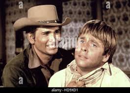 BONANZA, (da sinistra): Michael Landon, Beau Bridges, "Giustizia",  (stagione 8, in onda gen. 8, 1967), 1959-73 Foto stock