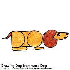 Draw two spots for eyes and two arches above the eyes for the eyebrows. Learn How To Draw A Dog From Word Dog Animals With Their Names Step By Step Drawing Tutorials