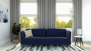 Navy blue and gray curtains. What Color Curtains Go With Blue Couch 10 Interesting Color Ideas Roomdsign Com