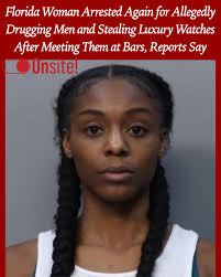 A Miami woman accused of repeatedly stealing men's luxury watches through a  drugging scheme has been arrested again, police said, according to Law &  Crime. #AngelinaChenelEsty, 25, is facing charges of