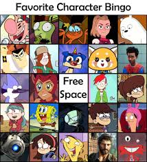 Made My Own Bingo Chart Thing With Cartoon Characters And