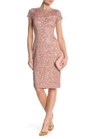 Marina Sequin Lace Cap Sleeve Sheath Dress Midi Dress With Sleeves