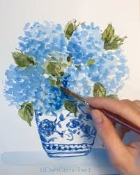 Download Watercolor Hydrangeas Chinoiserie Video Watercolor Flowers Paintings Watercolor Painting Techniques Watercolor Paintings