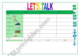 English Worksheets Holidays Speaking In Groups Chart