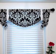 Black And White Valance Curtains Tie Up Lined Valance Black And White Damask Custom Sizing Tie Up Curtains Valance Curtains Curtains