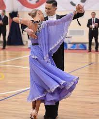 Beautiful Pleated Purple Ballgown Trimed With Lace Smooth Dance Dresses Dance Dresses Ballroom Standard Dress