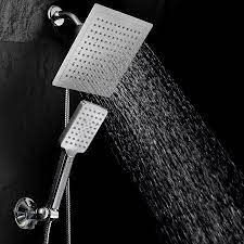 Dreamspa Ultra Luxury 9 Inch Square Rainfall Combo With Revolutionary Push Control Hand Shower And Low Rea Rainfall Shower Head Shower Heads Dual Shower Heads