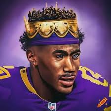 Portrait of Jordan Addison as the Minnesota Vikings king