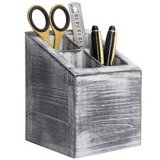 Pencil pull holder black xl. Mygift Vintage Gray Wood 4 Slot Pen Pencil Holder Box Square Desktop Office Supply Storage Box Buy Online In Antigua And Barbuda At Antigua Desertcart Com Productid 95638247