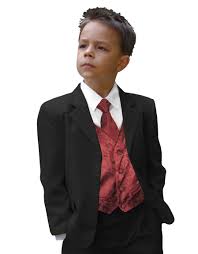 Kids Suit Black Maroon Red Vest Necktie Paul Malone Shop