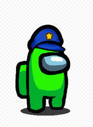 Hd Green Among Us Crewmate Character With Police Hat Png Police Hat Character Cartoon