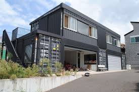 Shipping Container House Garage Contemporary With Containerhomeswithgarage Container House Shipping Container Container Buildings