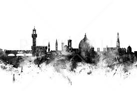 Black And White Skyline Art Florence Italy Skyline Black Wall Mural Photo Wallpaper Photowall Cityscape Art Skyline Art Florence Italy