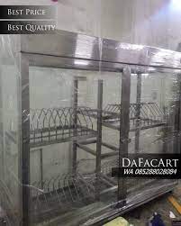 Rezeki abadi stainless lemari kitchen set rak piring 80 cm merupakan rak piring gelas bahan stainless anti karat, kokoh dan awet pemakaiannya. Jual Lemari Piring Steril Rak Penghangat Piring Stainless Steel Restoran Hotel Di Lapak Dafacart Stainless Steel Bukalapak
