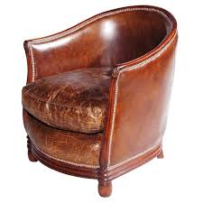 Deco Tub Chair Leather Vintage Cigar Muebles Tapiceria