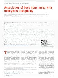 Check spelling or type a new query. Pdf Association Of Body Mass Index With Embryonic Aneuploidy David Mcculloh Academia Edu