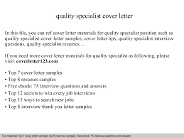 Quality assurance specialist cover letter. Quality Specialist Cover Letter