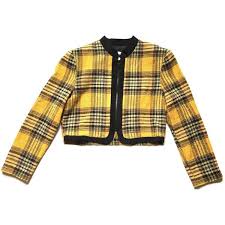 Black And White Plaid Cropped Blazer Vintage 90s Clueless Yellow Plaid Cropped Blazer 54 Bam Liked On Polyvore Featuring Outerwear Jackets Blazers Vintage Blazer Yellow Blazer Plaid Jacket