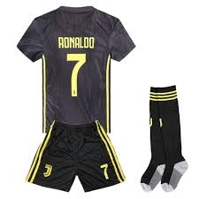 2018 2019 Season Ronaldo 7 Juventus Away Kids Youth Soccer Jersey Shorts Socks Color Black C618klz60iq Soccer Jersey Youth Soccer Sports Shirts