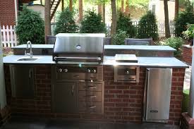Red Brick Outdoor Kitchen Island With Raised Seating Bar Outdoor Kitchen Island Brick Kitchen Outdoor Kitchen Design