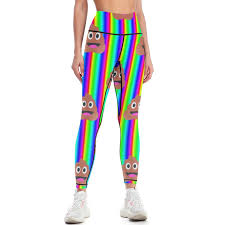 SFNEEWHO Rainbow Poop Emoji Yoga Pants Women High Waisted Tummy Control Workout  Leggings 26.24