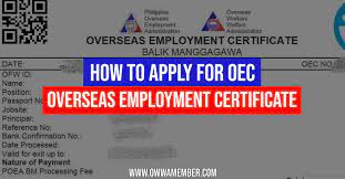 We did not find results for: How To Get An Overseas Employment Certificate Oec For Ofws Owwa Member