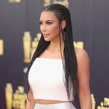 Black And White Braids Kim Kardashian Wearing A White Crop Top Silver Skirt Cornrow Braid Hairstyles On Black Hair Ghana Braids Braided Hairstyles Cornrows Braids