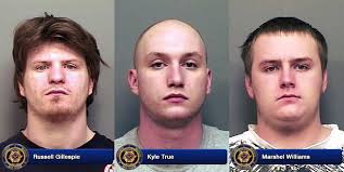 Russell Gillespie, Kyle True and Marshel Williams charged with Burglary in  Clarksville TN.