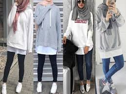 Hoodies And Oversized Sweaters With Hijab Hijabi Outfits Casual Stylish Hoodies Hijab Style Casual