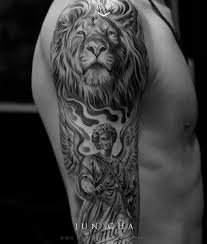 Black And Grey Realism Tattoo Artists Scotland Lion Sleeve Tattoos Google Search Half Sleeve Tattoo Best Sleeve Tattoos Black Tattoos