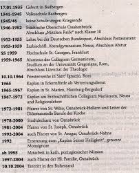Der lebenslauf soll die erinnerung an die verstorbene person noch einmal wachrufen. Mons Heinrich Lienesch St Elisabeth Osnabruck