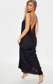 Black Low Back Oversized Maxi Beach Dress Beach Maxi Dress Summer Fashion Outfits Beach Dress