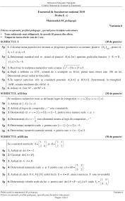 Proba de bacalaureat la matematică este structurată pe trei subiecte mari, pentru fiecare subiect se vor acorda câte 30 de puncte, iar 10 puncte se acordă din oficiu. Bac 2019 Baremele È™i Subiectele De La MatematicÄƒ È™i Istorie Au Fost Publicate De Ministerul EducaÈ›iei Edupedu Ro