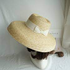 French Vintage Hepburn Elegant Straw Brim Bell Type Basin Hat Etsy In 2021 Straw Hat Hats Vintage Boho Hat