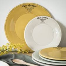 Assiette Plate En Faience Jaune Leontine Et Remy