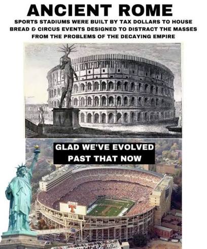 Bread and Circuses" a metonymic phrase referring to superficial  appeasement. It is attributed to Juvenal (Satires, Satire X), a Roman poet  active in late 1st and early 2nd Century AD, and is