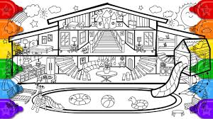 There are so many patterns of houses depicted that you would be spoilt for choice for the colors to put on them. Glitter Pool House Coloring And Drawing For Kids How To Draw A Glitter Pool House Coloring Page Youtube