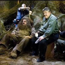 Two Behind The Scenes Harrypotter Hermione Hagrid Draco Harry Potter Actors Harry Potter Harry Potter Movies