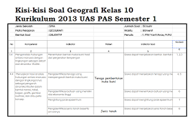 Kisi Kisi Soal Pas Uas Semester 1 Geografi Kelas 10 Kurikulum 2013 Prototype Semester Machine